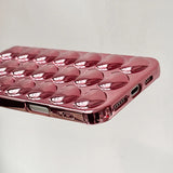 Plating Rose Gold 3D Love Heart Glossy Back Cover Case For iPhone