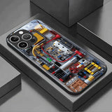 Creative Mechanical Circuit Board Pattern Glass Phone Case For iPhone