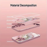 Advanced Marble Pattern Pink Metallic Paint Glass Hard Phone Case For iPhone