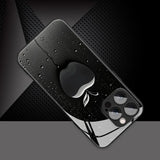 Black Mist Water Droplets For Apple Pattern Glass Phone Case For iPhone