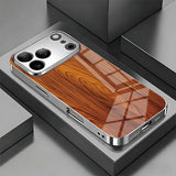 Solid Wood Texture Pattern Tempered Glass Phone Case For iPhone