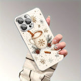 Christmas Snowflake Pattern Glass Electroplated Silver Phone Case For iPhone