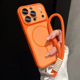 For Magsafe Liquid Silicone Lanyard Wrist Strap Magnetic Lens Protectio Case For iPhone