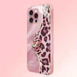 Spliced Leopard Print Golden Snake Metallic Paint Glass Phone Case For iPhone