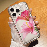 Cherry Flower Print Clear Case For iPhone
