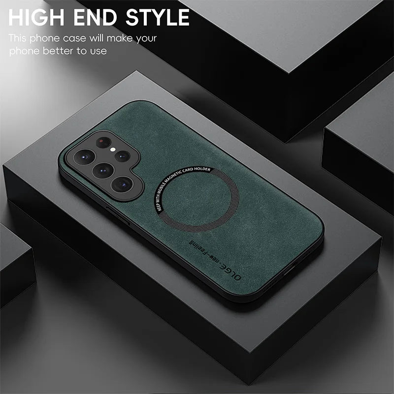 Luxury Leather Magnetic Case For Samsung