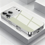 Silver Metallic Paint Electroplated Glass Phone Case for iPhone