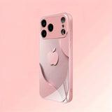 Luxury Light Pink For Apple Pattern Metallic Paint Glass Phone Case For iPhone