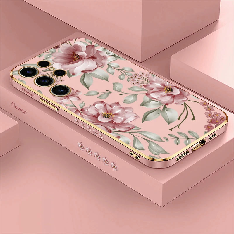 Plating Flower Pattern Phone Case For Samsung