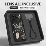 Retro Butterfly Pattern Lanyard  Soft Wrist Strap Cover Phone Case For iPhone