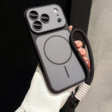 For Magsafe Liquid Silicone Lanyard Wrist Strap Magnetic Lens Protectio Case For iPhone