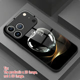 Crystal Clear For Apple Pattern Tempered Glass Phone Case For iPhone