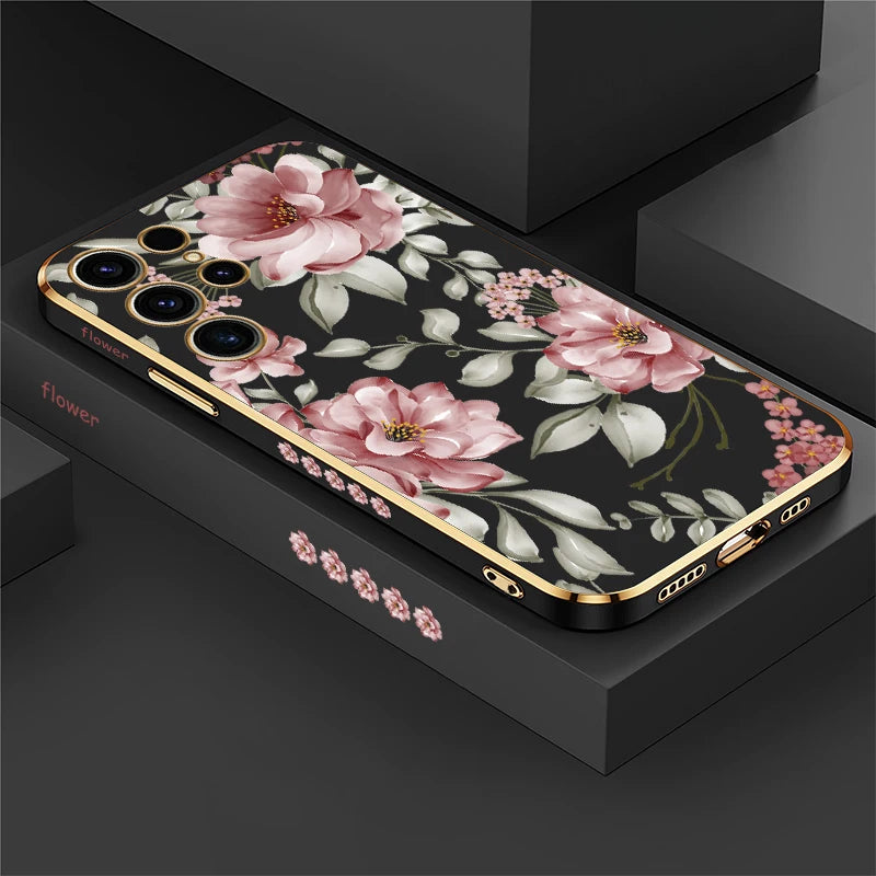 Plating Flower Pattern Phone Case For Samsung