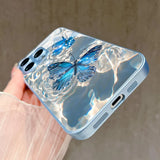 Elegant  Water Butterfly Pattern Glass Phone Case for iPhone