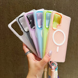 Candy Color Matte  With Lanyard Soft Cover  Phone Case For Samsung