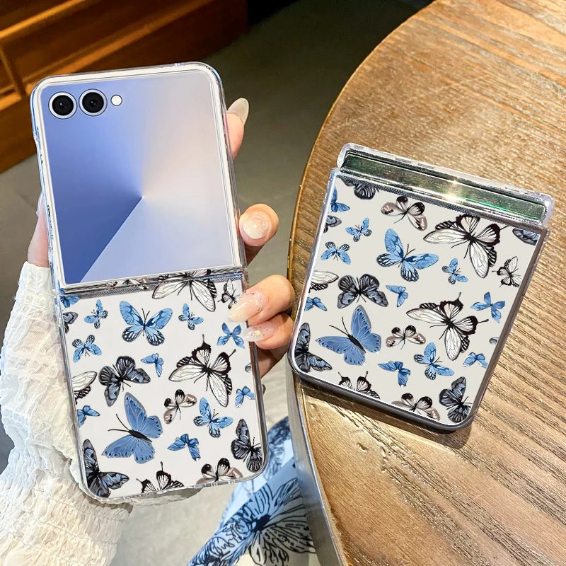 Flowers Bowknot Pattern Clear Phone Case For Samsung Z Flip7 6 5 4 3