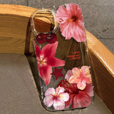 Cherry Flower Print Clear Case For iPhone