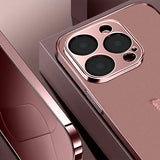 Pink Butterfly Pattern Pink Metallic Tempered Glass Phone Case For iPhone