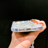 Colorful Flower Pattern Bracelet Lanyard Transparent Phone Case For iPhone