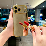 Solid Color Shockproof Makeup Mirror Phone Case For iPhone