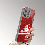 Christmas Santa Claus Snowman Pattern Glass Electroplated Phone  Case for iPhone