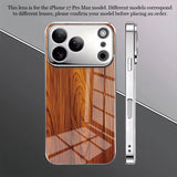 Solid Wood Texture Pattern Tempered Glass Phone Case For iPhone