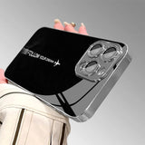 Travel-inspired Airplane Route Glass Electroplated Phone Case For iPhone
