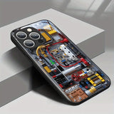 Creative Mechanical Circuit Board Pattern Glass Phone Case For iPhone