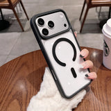 Luxury Clear Acrylic Magnetic  Transparent Shockproof Hard Case For iPhone