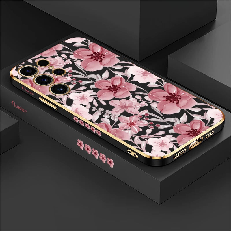 Plating Flower Pattern Phone Case For Samsung