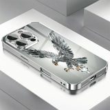 Light Luxury Crystal Eagle Pattern Glass Electroplated Phone Case For iPhone