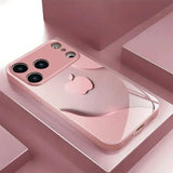 Luxury Light Pink For Apple Pattern Metallic Paint Glass Phone Case For iPhone