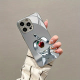 Plating Silver “candy red apple ” Glass Design Case  For iPhone