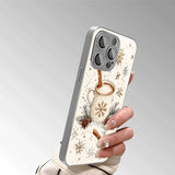 Christmas Snowflake Pattern Glass Electroplated Silver Phone Case For iPhone