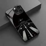 Night View Runway Airplane Tempered Glass Black Phone Case For iPhone
