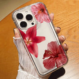 Cherry Flower Print Clear Case For iPhone