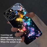 Luxury Colorful Butterfly Print Glass Phone Case For iPhone