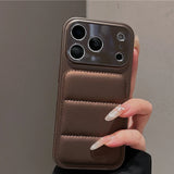Armor Bumper Large Window Down Jacket Phone Case For iPhone