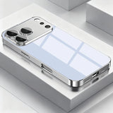 Silver Metallic Paint Electroplated Glass Phone Case for iPhone