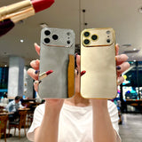 Solid Color Shockproof Makeup Mirror Phone Case For iPhone