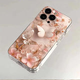Butterfly Transparent Soft Flower Pattern Phone Case For iPhone