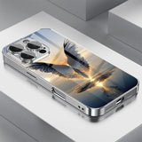 Light Luxury Crystal Eagle Pattern Glass Electroplated Phone Case For iPhone