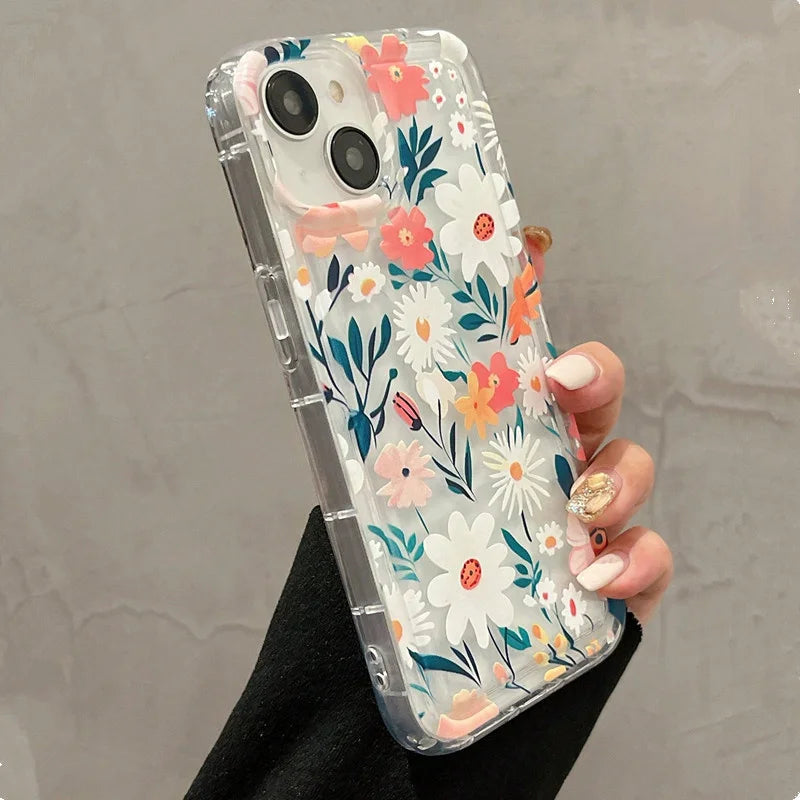 Colorful Flower Clear Phone Case For iPhone