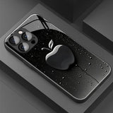 Black Mist Water Droplets For Apple Pattern Glass Phone Case For iPhone