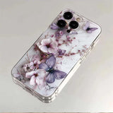 Butterfly Transparent Soft Flower Pattern Phone Case For iPhone