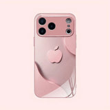 Luxury Light Pink For Apple Pattern Metallic Paint Glass Phone Case For iPhone