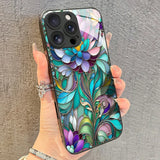 Retro Gothic Style Colorful Floral Tempered Glass Phone Case For iPhone