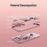 Plaid Flower Pattern Pink Metallic Paint Glass Hard Phone Case For iPhone