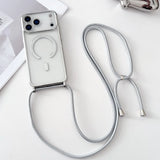Luxury Necklace Cord Rope Lanyard Plating Magnetic Clear Phone Case for iPhone