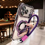 Transparent Magnetic Stand Plating Phone Case For iPhone